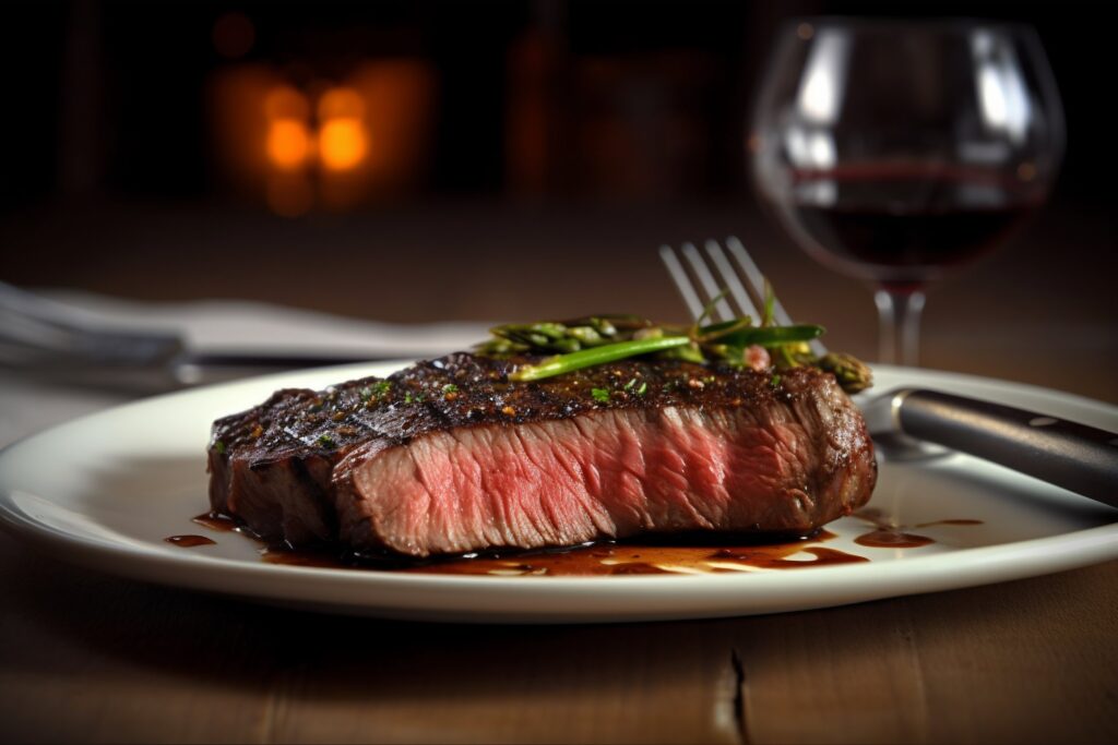 This image has an empty alt attribute; its file name is foodiesfeed.com_flat-iron-steak-on-a-plate-in-a-restaurant-1024x683.jpg
